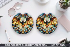 Haunted Bats Car Coaster Sublimation| Halloween Coaster PNG Product Image 1