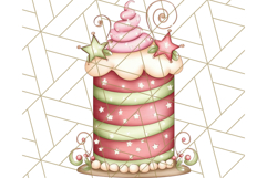 Christmas Cake Clipart PNG, Cottagecore Holiday Desserts Product Image 5