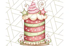 Christmas Cake Clipart PNG, Cottagecore Holiday Desserts Product Image 5