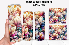 Flower Skinny Tumbler 20oz Wrap Design, Flowers Tumble PNG Product Image 1