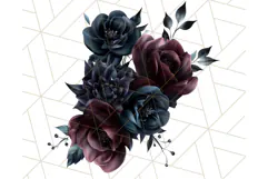 Gothic Floral PNG, Dark Aesthetic Flowers Clipart Print Product Image 5