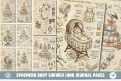 Ephemera Baby Shower Junk Journal Pages - Junk Journal Pack Product Image 1