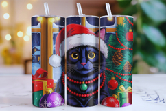 Merry Christmas Cat Tumbler Wrap | Christmas Wrap Product Image 1