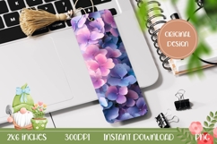 Purple Hydrangea Bookmark Design, Floral Bookmark PNG Product Image 1