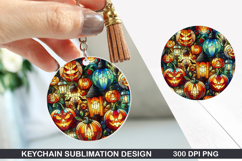 Pumpkin Keychain Sublimation - Autumn Keychain PNG Design Product Image 1