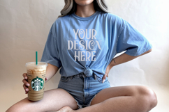 Blue Jean Comfort Colors 1717 T-shirt Mockups, Real Model Mo Product Image 1