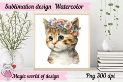 Kitten Watercolor png, Nursery Decor Wall Art Product Image 1