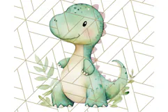 Watercolor Dinosaur and Rainbow PNG Clipart, Baby Nursery Product Image 5