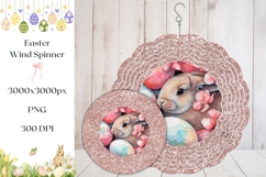 Glitter Pink Easter Wind Spinner, Easter Bunny Wind Spinner Product Image 1