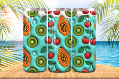 3D Puff Fruits Summer Tumbler Wrap PNG Sublimation Product Image 1