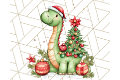 Christmas Dinosaur PNG Clipart, Cute Dino Holiday Art Png Product Image 5