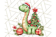 Christmas Dinosaur PNG Clipart, Cute Dino Holiday Art Png Product Image 5