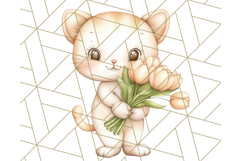 Cute Animals with Tulips PNG, Spring Flower Clipart Download Product Image 5