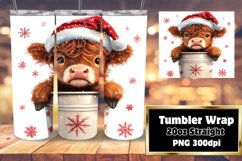 Watercolor Christmas Cow Sublimation Wrap - 20oz Tumbler Product Image 1