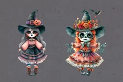 Watercolor Halloween Zombie Doll. PNG sublimation Product Image 5