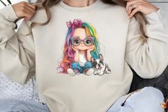 Colorful Girl Dog Clipart PNG Product Image 1