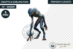 Halloween Acid Monster Clipart PNG Neon Fantasy Character Product Image 1