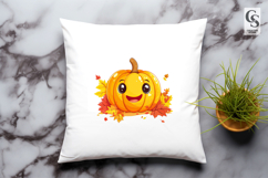 Autumn Pumpkin Coffee Road and Leaf Clipart PNG Product Image 2