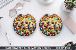 Car coaster sublimation, Easter Coaster PNG Design Product Image 1