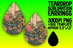 Vintage Flower Pattern Teardrop Earring Variety PNG Product Image 1