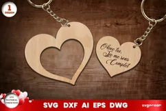 French Valentine's Day Keychain | Laser Cut | Glowforge Product Image 1