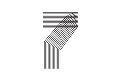 Number seven 7 linear in black thin striped lines isolated Product Image 1