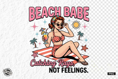 Funny Vintage Summer Beach Girl Clipart Product Image 1
