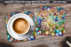 Bunny Coaster Sublimation, Easter Coaster PNG Design Product Image 1
