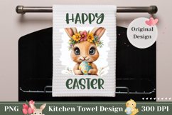 Happy Easter Towel, Cartoon Easter Bunny Towel Template Product Image 1