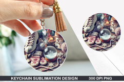 Skates Keychain Sublimation - Christmas Keychain PNG Design Product Image 1