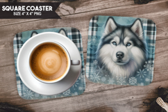 Cozy Dog Coaster, Buffalo Plaid Square Coaster PNG Product Image 1