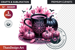 Gothic Halloween Drinks Pink and Black Sublimation clipart Product Image 1