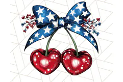 Coquette 4th of July Png, Patriotic Hearts and Bows Clipart Product Image 5