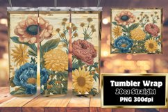 Retro Floral Design Tumbler Wrap - 20oz Set Product Image 1