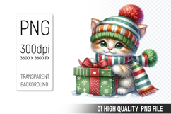 Watercolor Christmas Animals Clipart PNG Bundle, 25 Designs Product Image 9