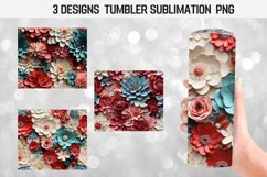 BUNDLE 3D Flowers Skinny Tumbler Wrap Sublimation Design PNG Product Image 10