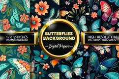 Butterflies Background Digital Papers - 04 Variations Product Image 1