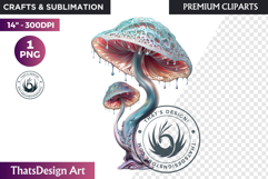 Glowing Fantasy Mushrooms PNG, Magic Mushroom Clipart Product Image 1