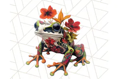 Floral Punk Frogs PNG - Neon Reble Grunge Amphibians Clipart Product Image 5