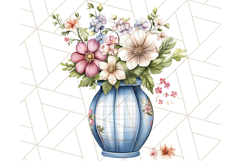 Blue Cottagecore Kitchen Clipart, Vintage Country Floral Png Product Image 5