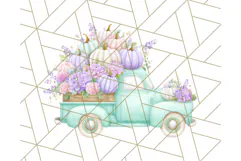 Vintage Truck Pumpkin and Fall Flowers PNG Clipart, Autumn Product Image 5