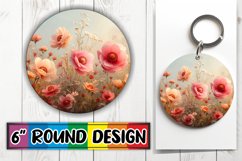 Colorful Floral Pattern Keychain &amp; Coaster Collection Product Image 1