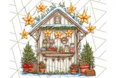 Cozy Christmas Market Stall Clipart PNG, Holiday Art Png Product Image 5