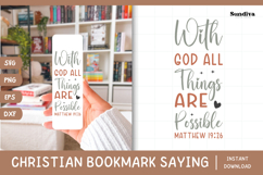Christian Bookmark Saying SVG | With God All Things Product Image 1