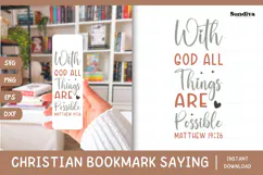 Christian Bookmark Saying SVG | With God All Things Product Image 1