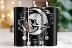 Halloween Moon &amp; Skull Tumbler Wrap | Sublimation | Tumblers Product Image 1