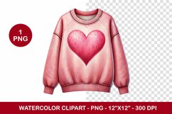 valentine png watercolor clipart - love sweater Product Image 1