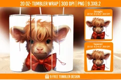 3D Highland Cow Tumbler Designs, Sublimation Wrap Product Image 1