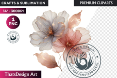 Rose Gold Pink flowers Clipart, Abstract Flowers Wedding PNG Product Image 1