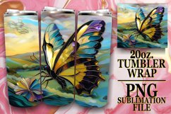 Spring-Inspired Glitter Butterfly Design Wrap 20oz Product Image 1